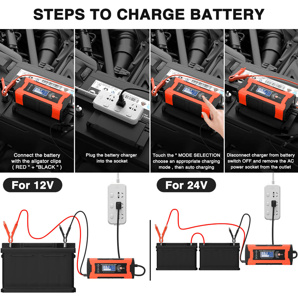 10-Amp 12V 24V Automatic Smart Battery Charger Y2871