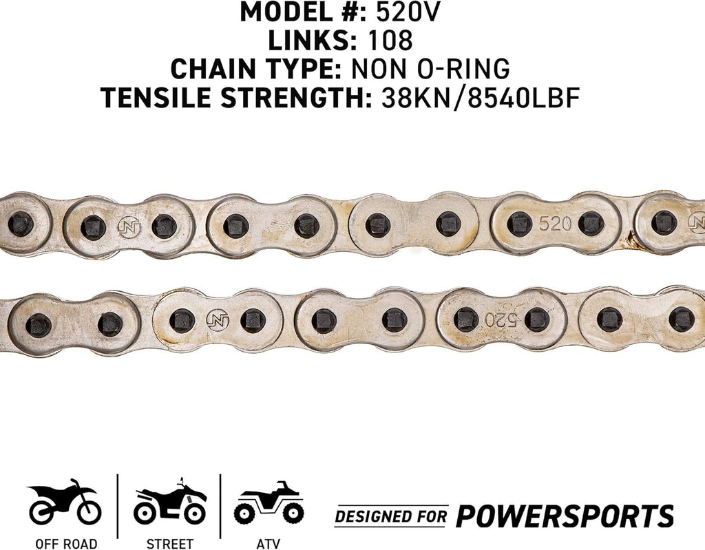 Drive Sprocket Chain Combo Front 14 Rear 36 Tooth 520NZ Standard 108 Links E46687
