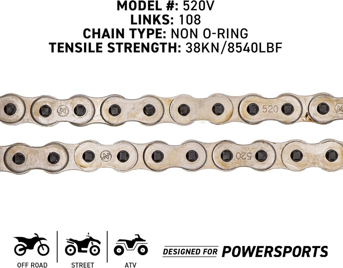 Drive Sprocket Chain Combo Front 14 Rear 36 Tooth 520NZ Standard 108 Links E46687