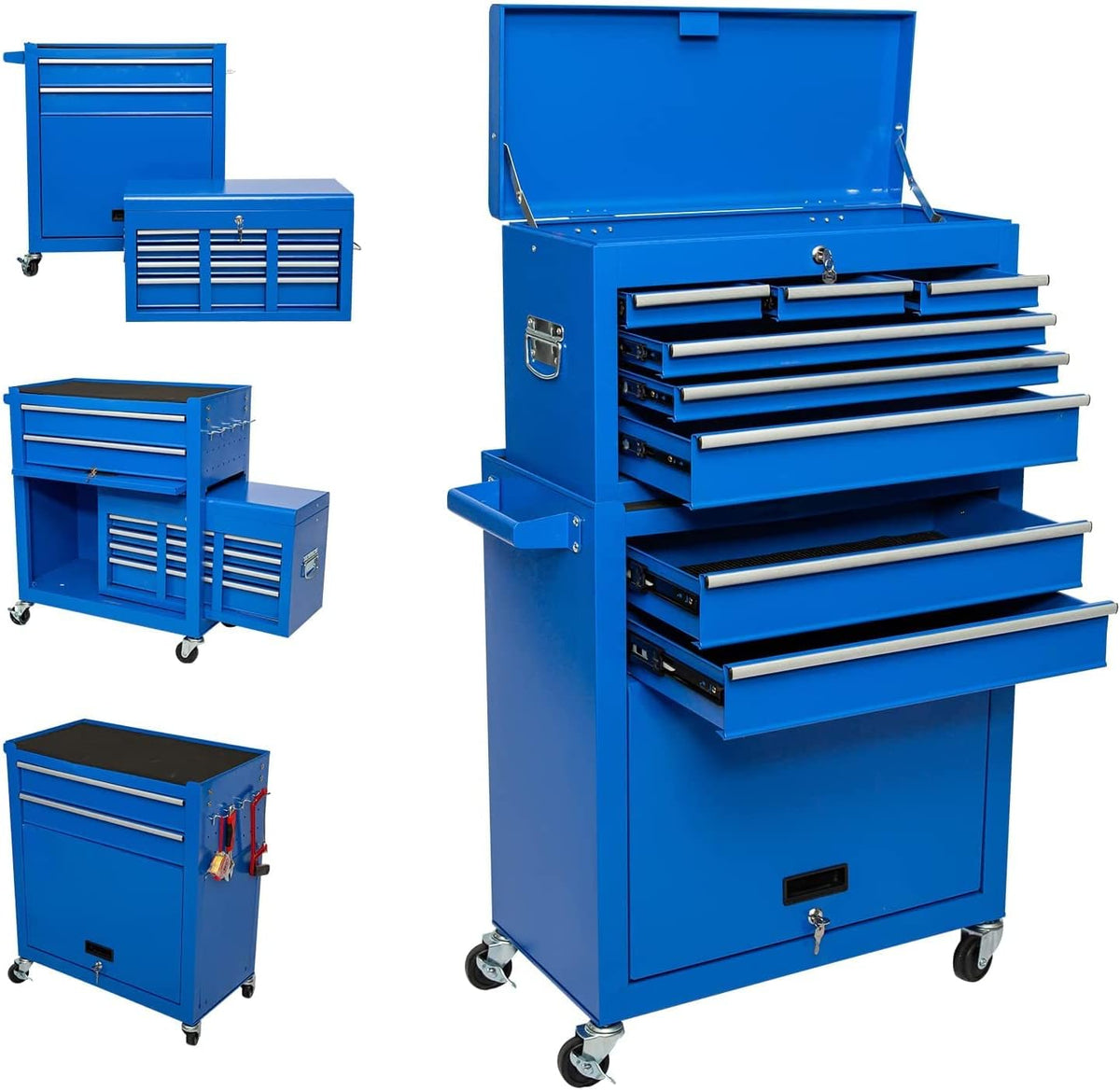 Blue 8-Drawer Rolling Tool Chest with Wheels Y883