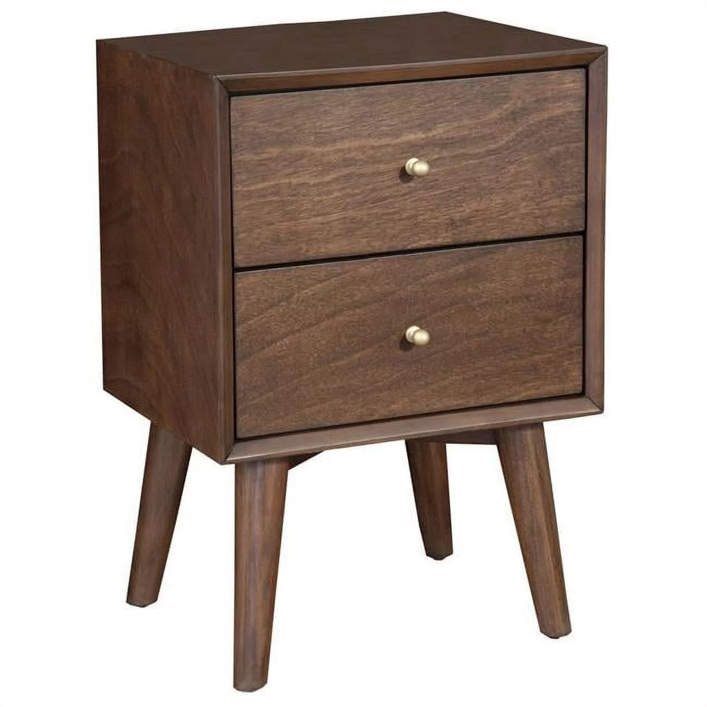 Dark Brown Wood 2 Drawer Nightstand M445