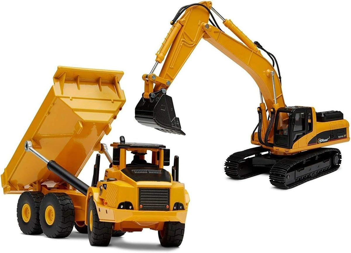 Diecast Metal Construction Trucks, Excavator and Dump Truck, Set of 2 H868280