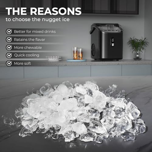 Black Countertop Nugget Ice Maker with Self-Cleaning T24471