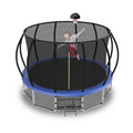 15FT Trampoline with Basketball Hoop, Blue, with Enclosure Net & Ladder C388678