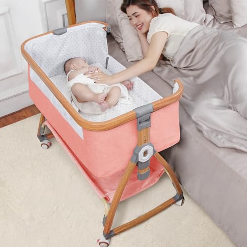 Light Grey 6 Height Adjustable Bassinet with Wheels and Mosquito Net A988