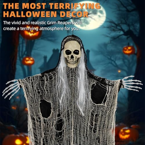 Halloween Hanging Ghosts Grim Reaper Skeleton Decorations A62188