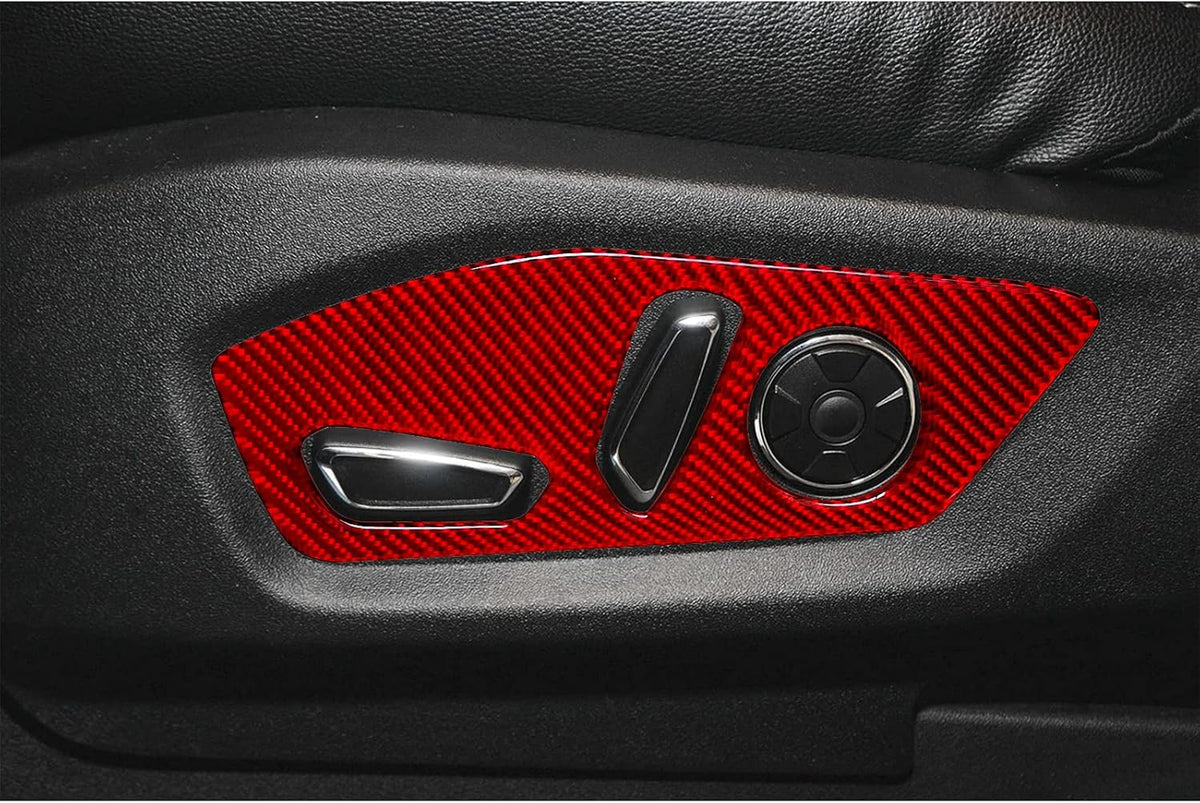 Carbon Fiber Car Seat Adjustment Button Panel Cover Trim Sticker B506