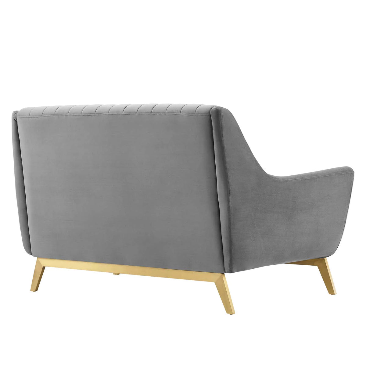 Gray Channel Tufted Performance Velvet Loveseat T747417