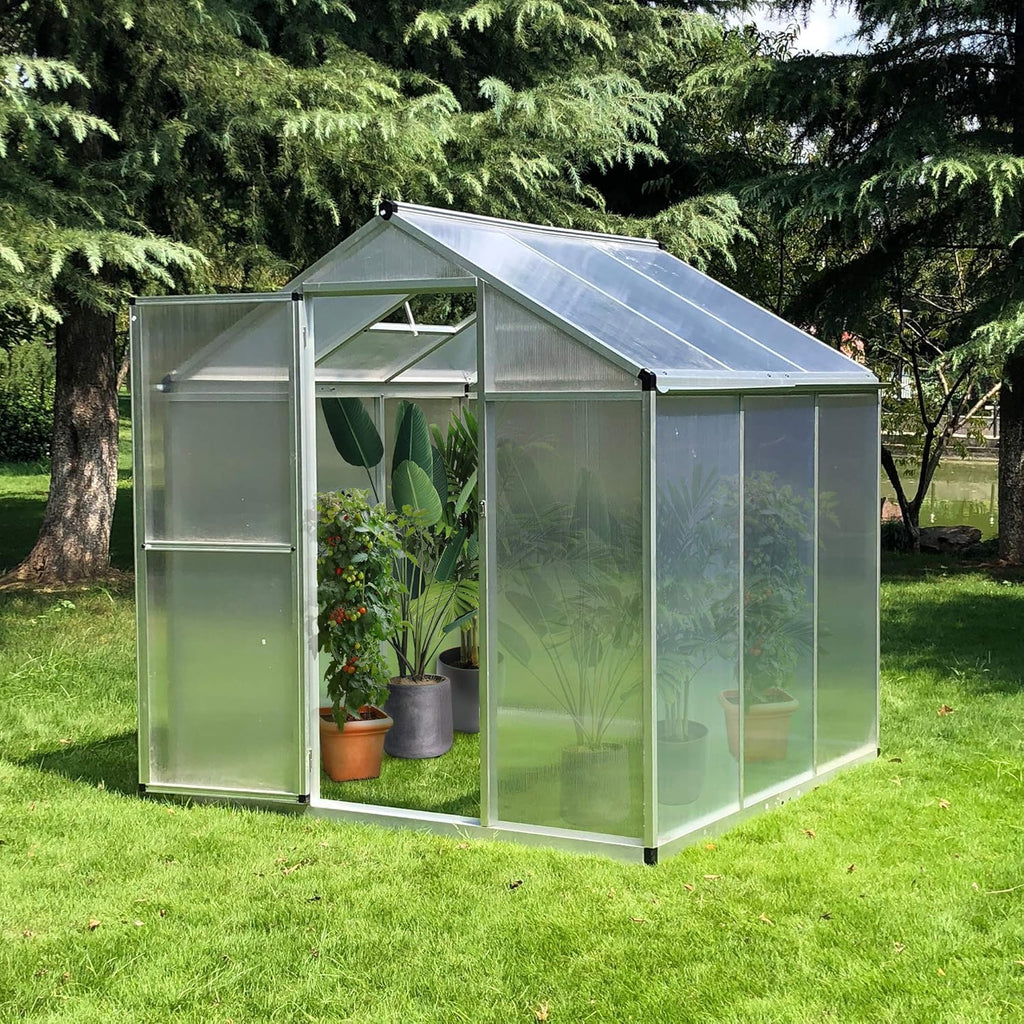 Walk-in Polycarbonate Greenhouse with Roof Vent Q681