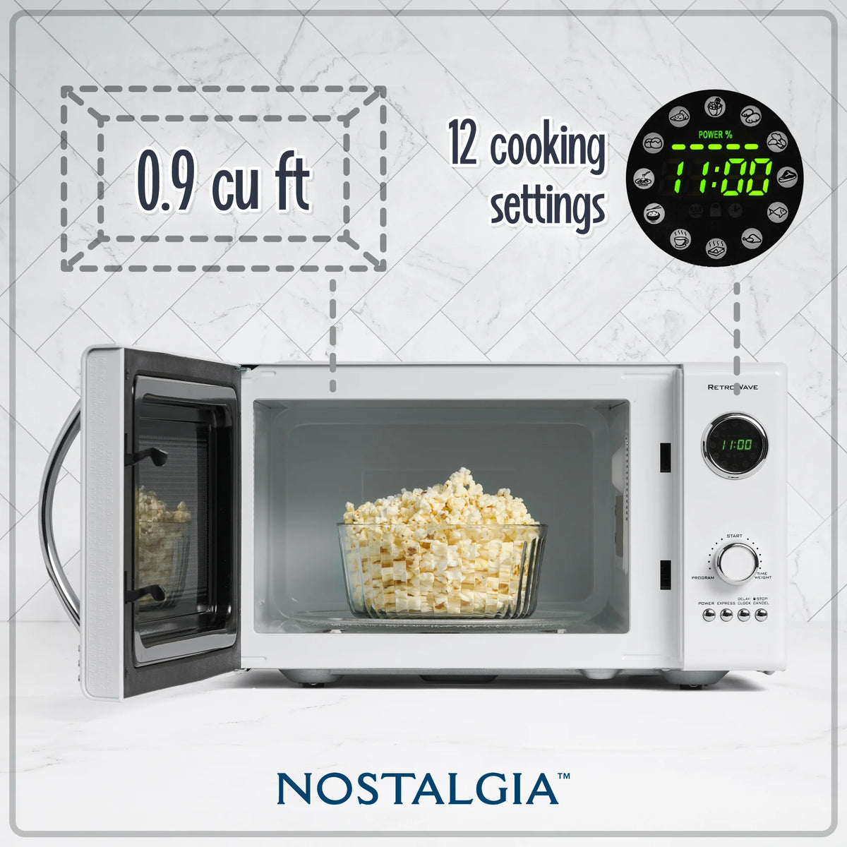 0.9 Cubic Foot 800-Watt Countertop Microwave Oven White W2617