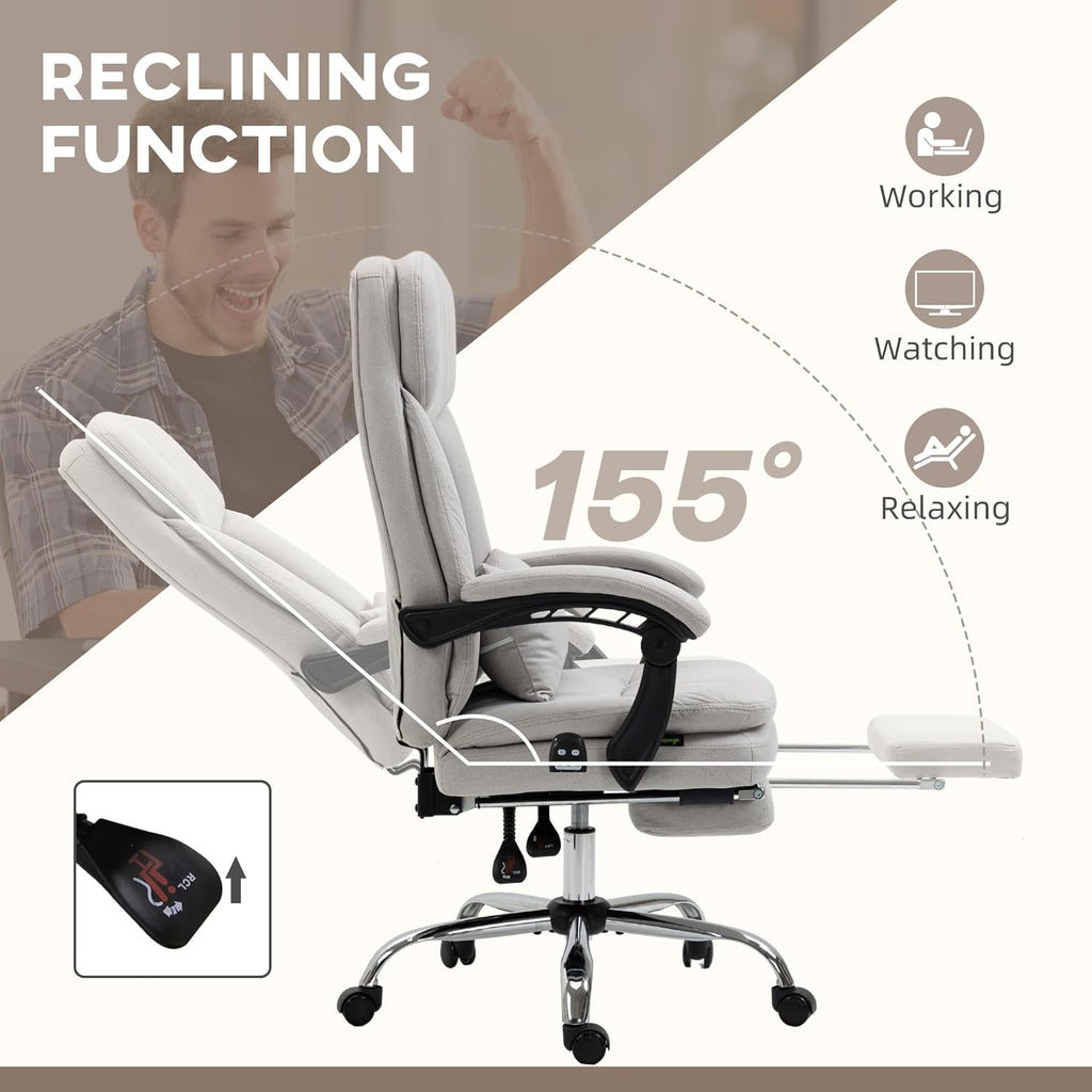 Light Gray Swivel Reclining PU Leather Office Chair Q2661