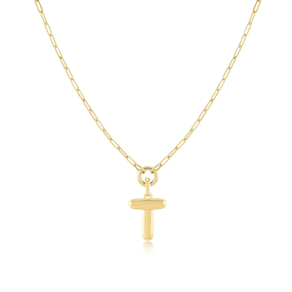 Gold-Filled Initial Necklace with A-Z Pendant Paperclip Chain Q560