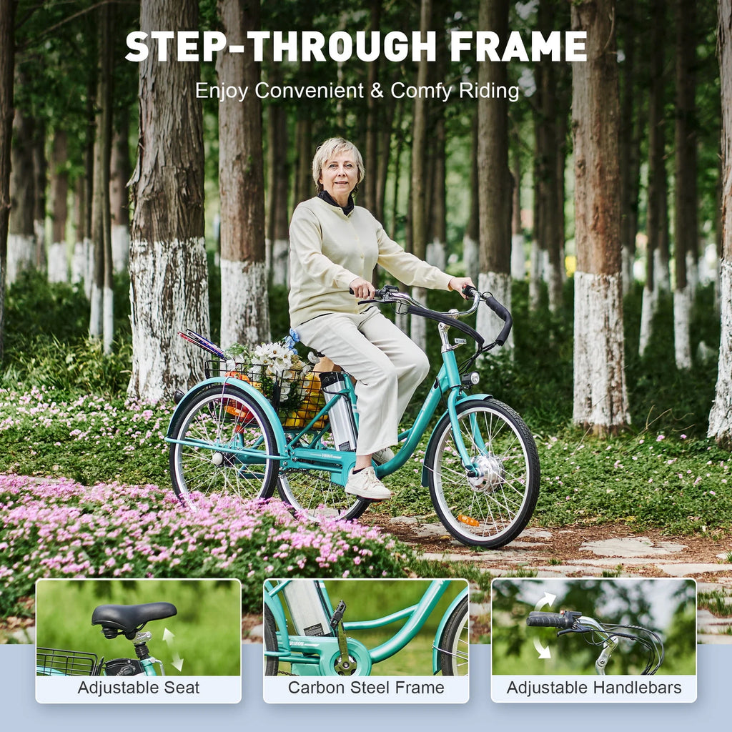 Electric Tricycle 350W with Basket 36V 10Ah Cream C15329