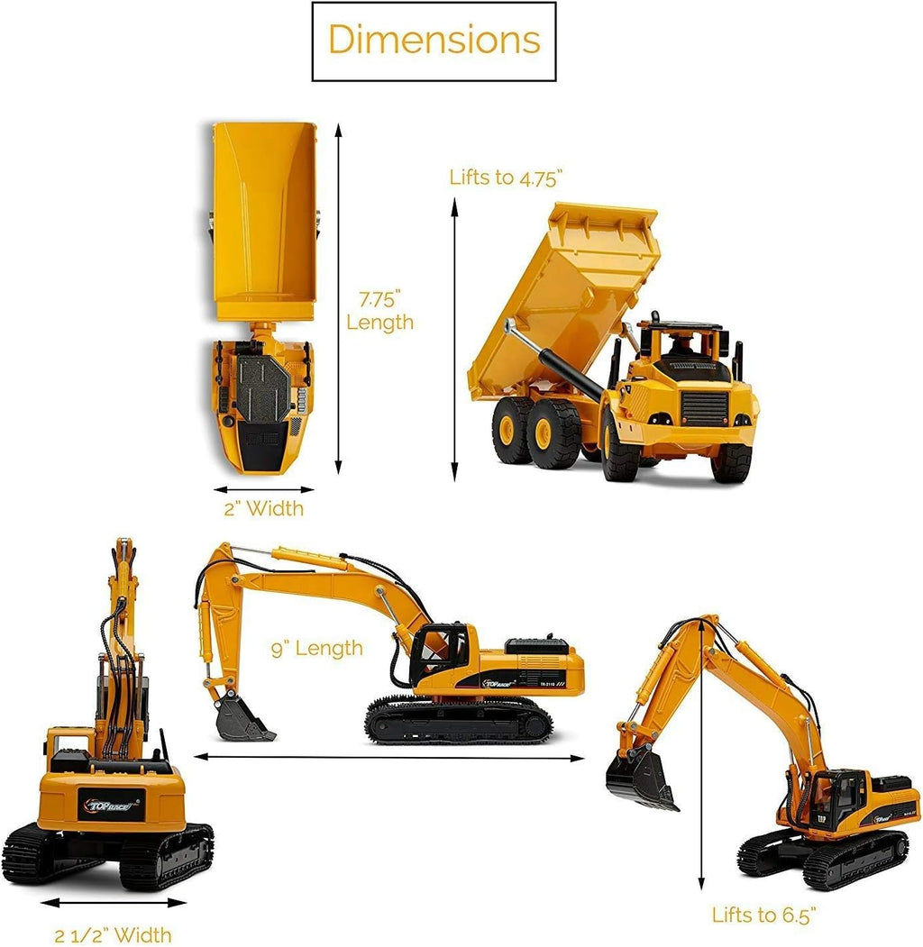 Diecast Metal Construction Trucks, Excavator and Dump Truck, Set of 2 H868280