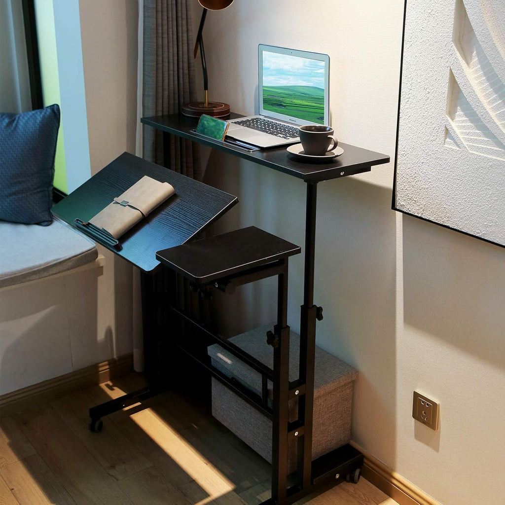 Black Portable Standing Desk with Wheels Q329505