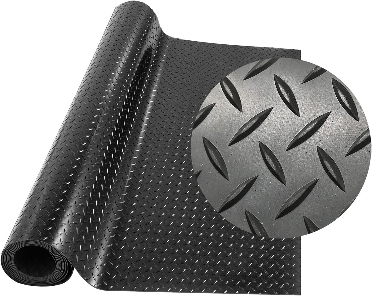 Black 5x10 Ft Diamond Plate Rubber Floor Mat O218801