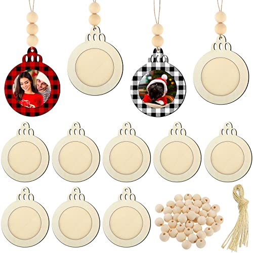 24 Pcs Christmas Photo Ornament Wooden Picture Frames H611853