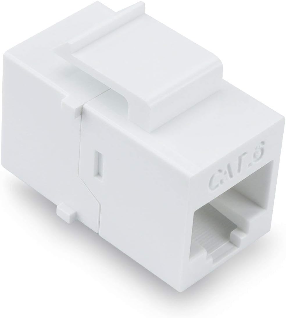 White Cat6 Keystone RJ45 Couplers 10 Pack U3998