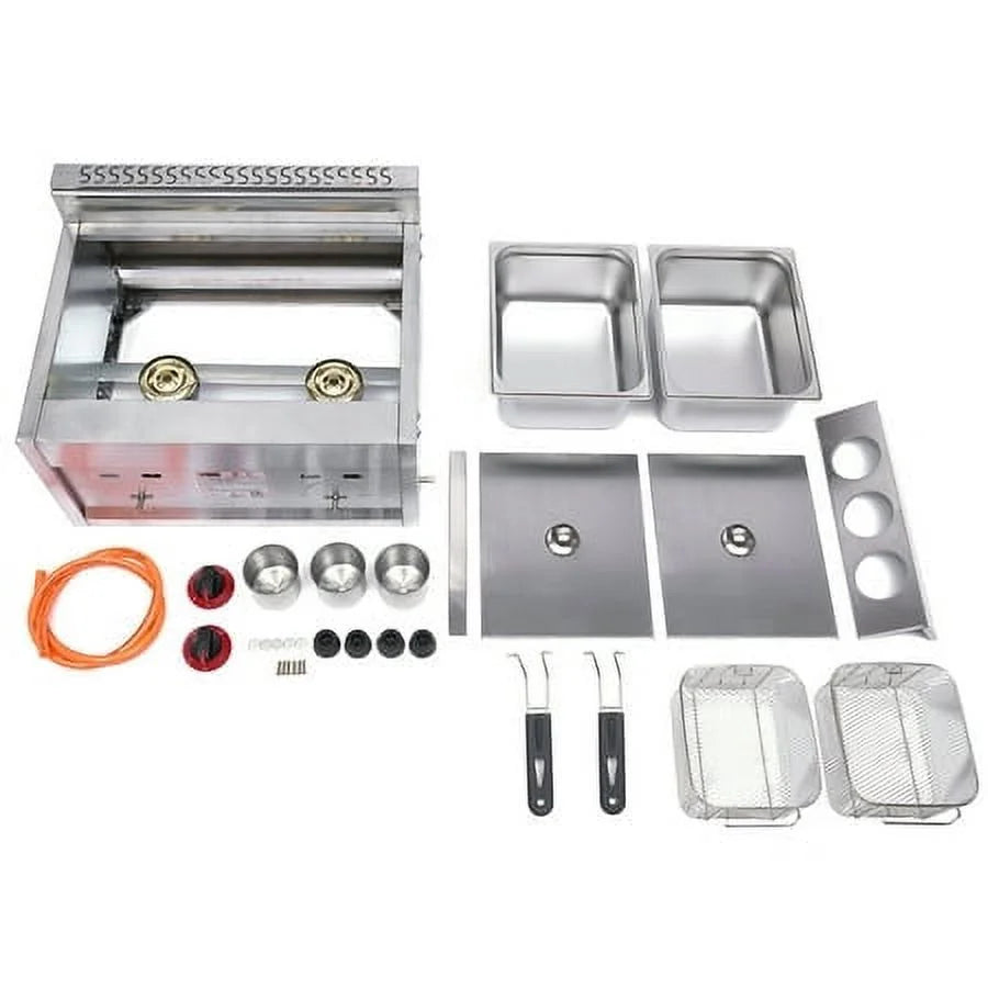 Commercial Countertop Gas Deep Fryer 2 Basket E3715