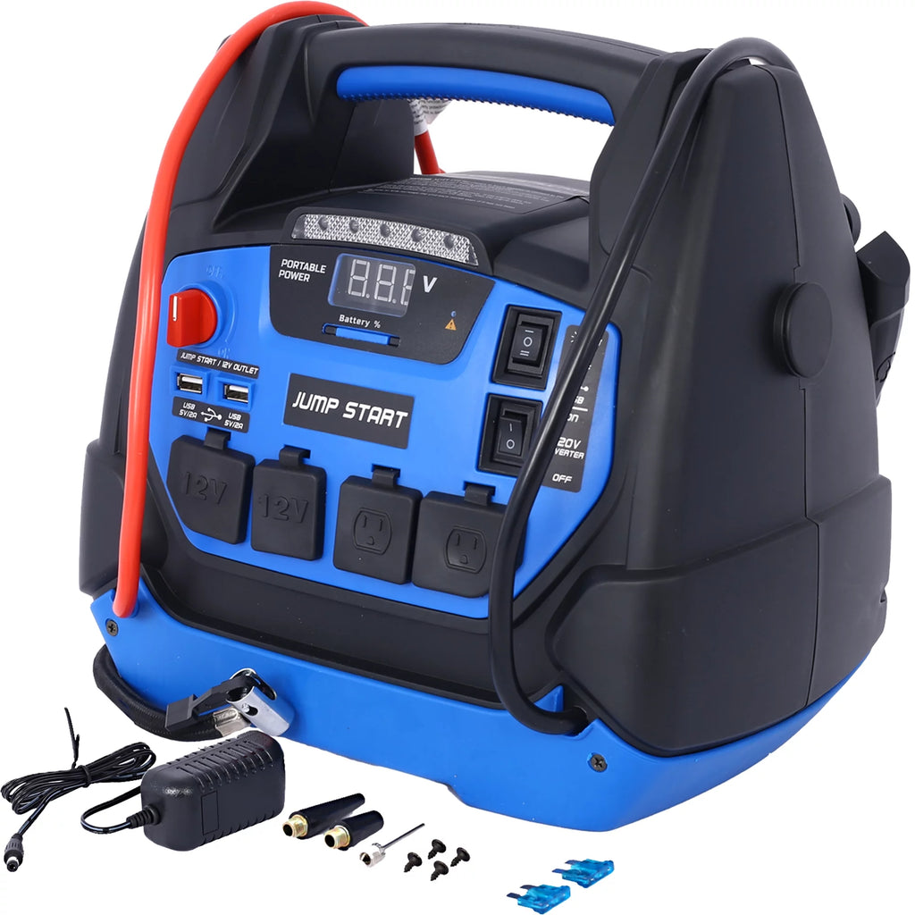 1800 Peak Amp Jump Starter with Air Compressor and AC Outlets X9572