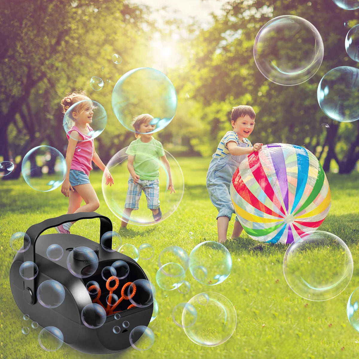 Bubble Machine with 2 Speeds and 6 Bubble Wands V399