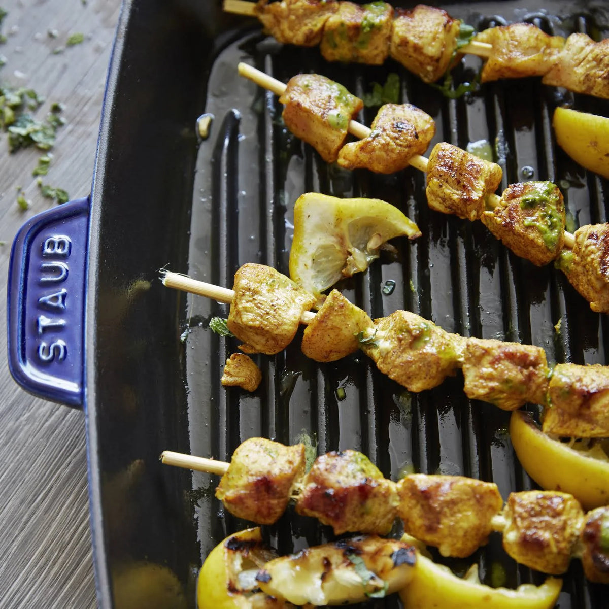 Cast Iron Square Grill Pan, 12-in, Dark Blue M56243