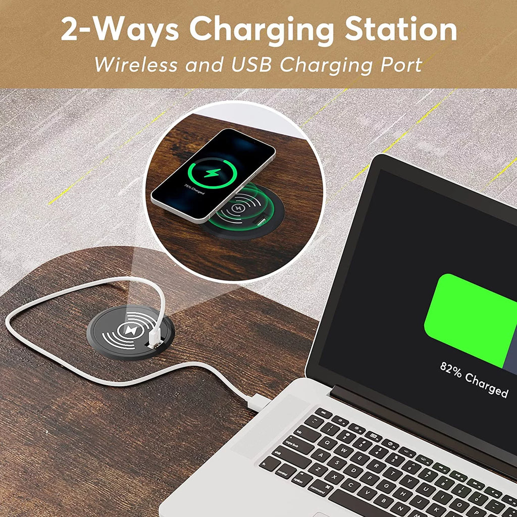 Mobile Height Adjustable Desk with Wireless Charging Station X451780