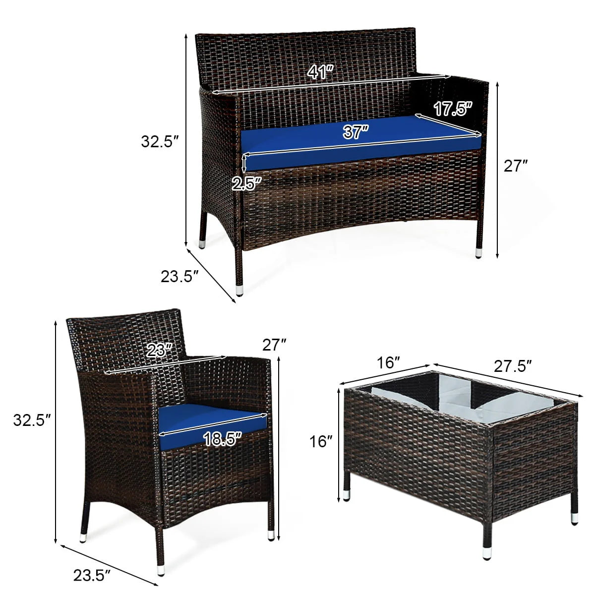 8 Pcs Cushioned Patio Furniture Set A386458