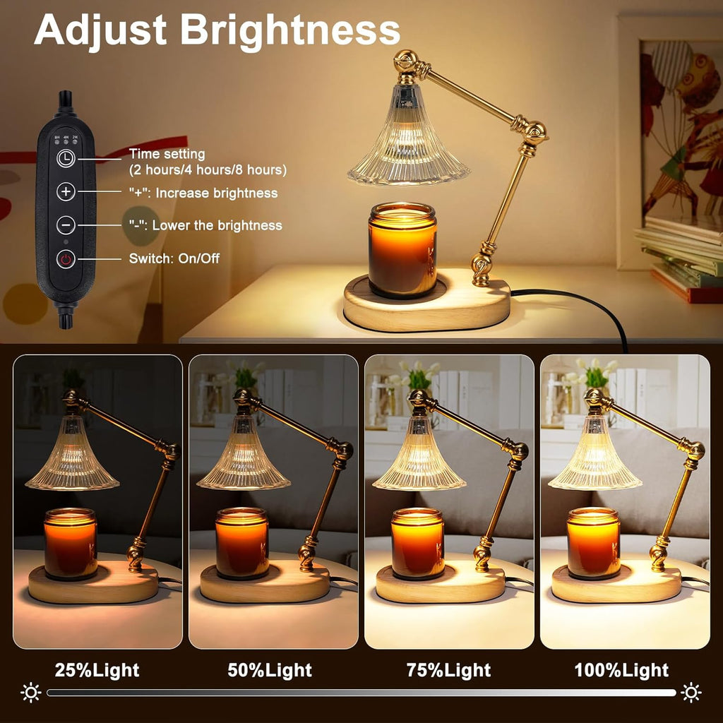 Candle Warmer Lamp with Timer, Adjustable Height, Dimmable Electric Candle Lamp Warmer with 2 Bulbs S86562