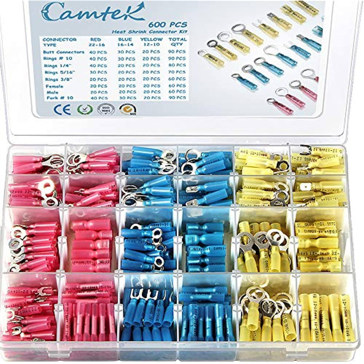600 Pcs Heat Shrink Waterproof Butt Wire Connectors Terminals S14646