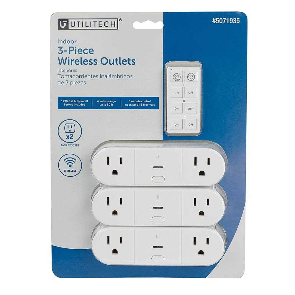 3-Piece Indoor Wireless Outlets with Remote Control F8964