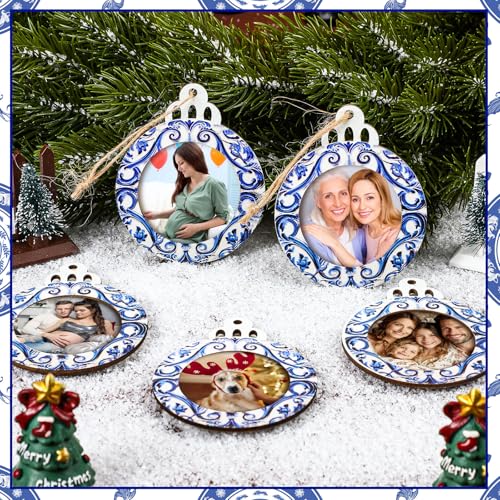 24 Pcs Christmas Photo Ornament Wooden Picture Frames H611853