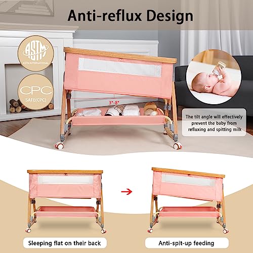 Light Grey 6 Height Adjustable Bassinet with Wheels and Mosquito Net A988