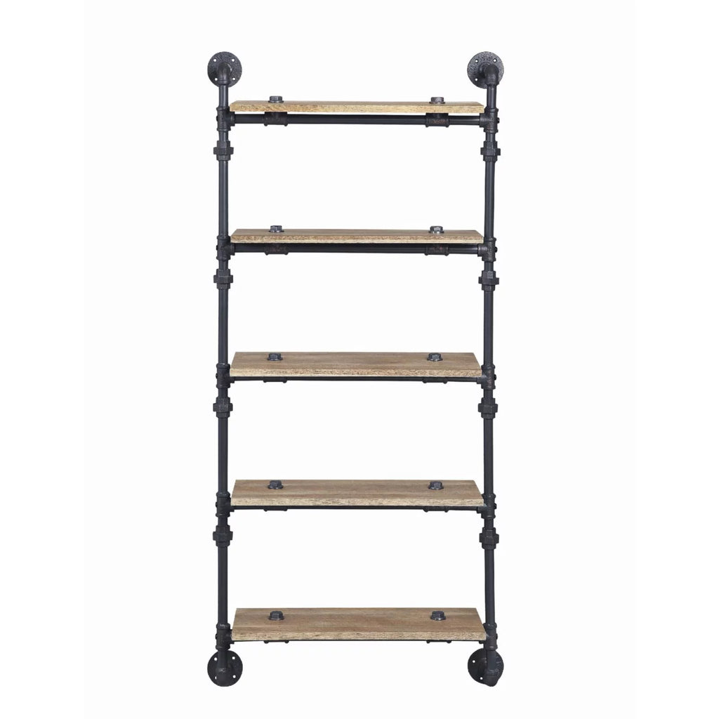 Oak and Sandy Black 5 Shelf Wall Rack M827