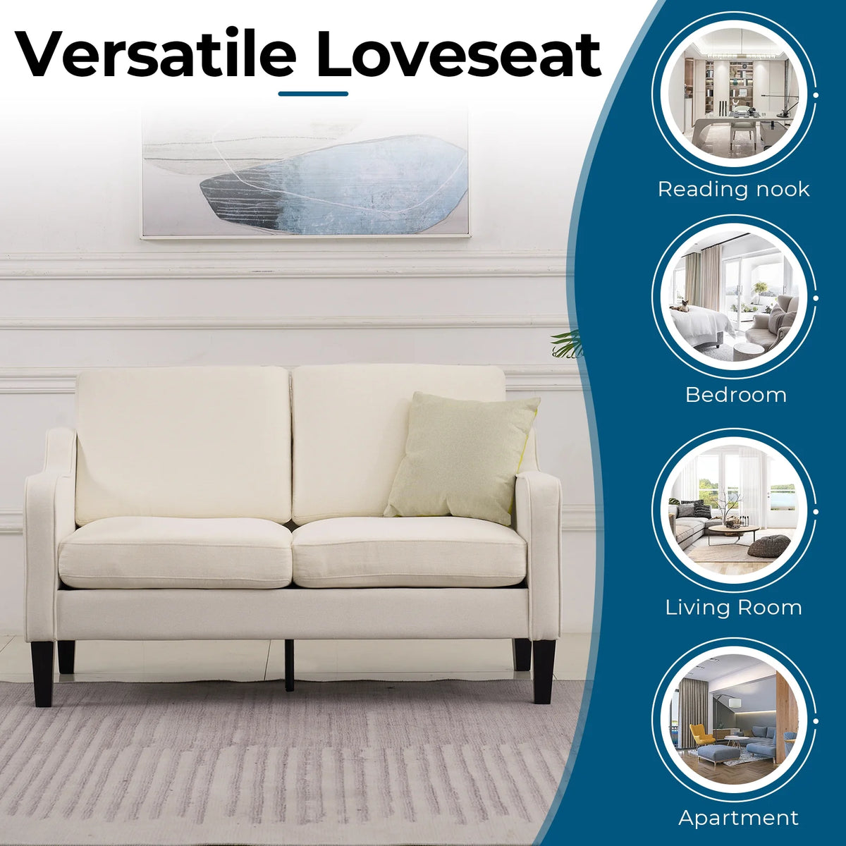 Beige Mid-century Modern Loveseat A45663