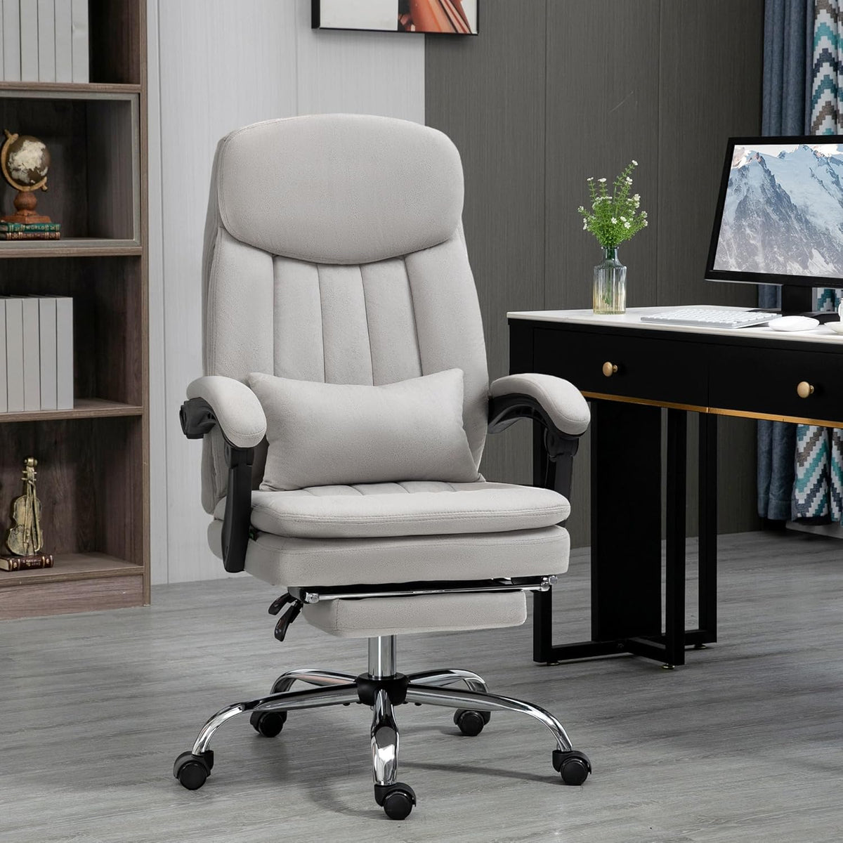 Light Gray Swivel Reclining PU Leather Office Chair Q2661