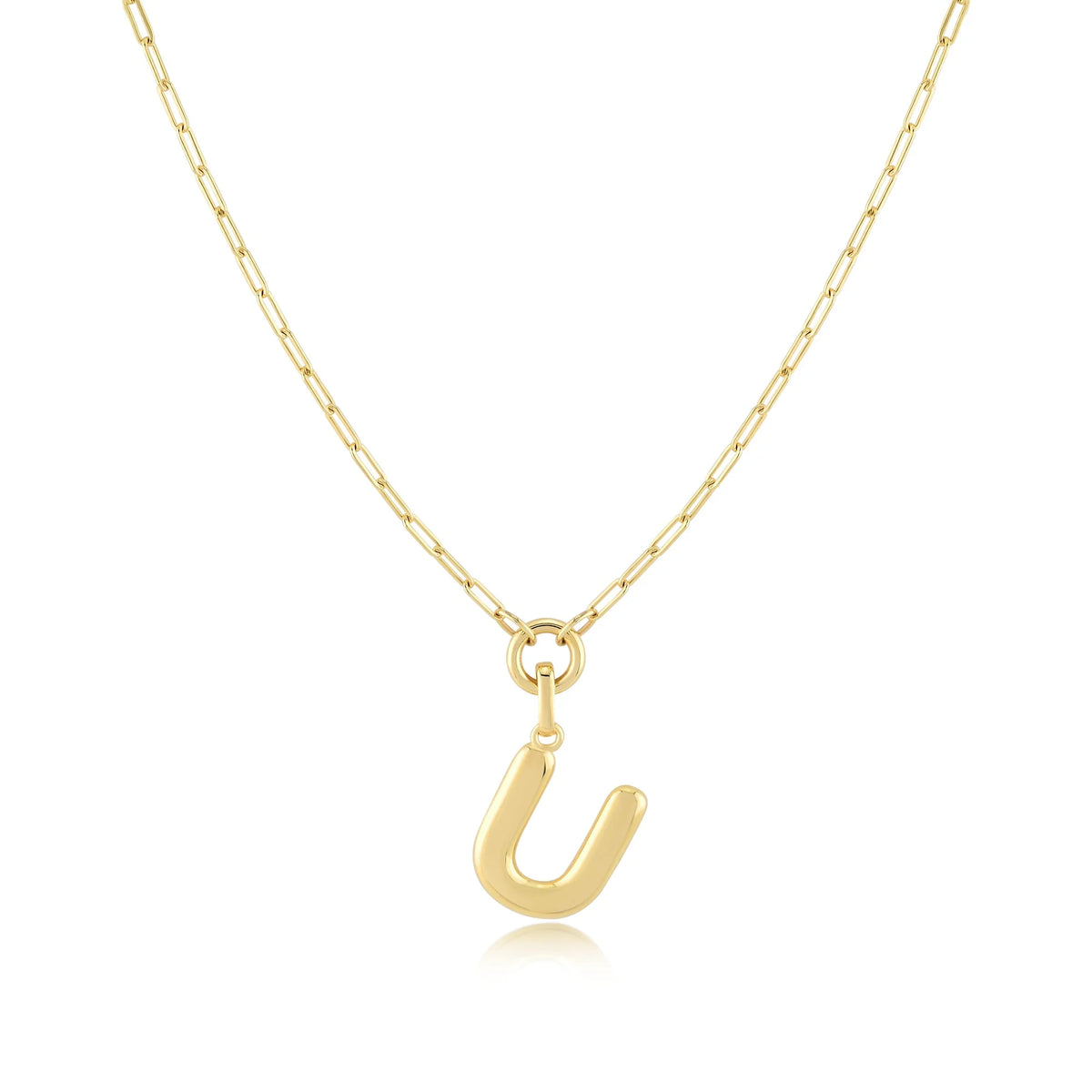 Gold-Filled Initial Necklace with A-Z Pendant Paperclip Chain Q560