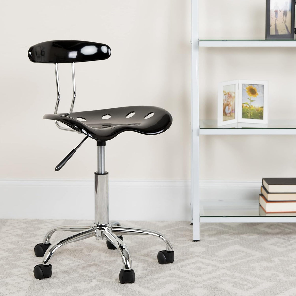 Adjustable Swivel Chair Bright Blue Q432665