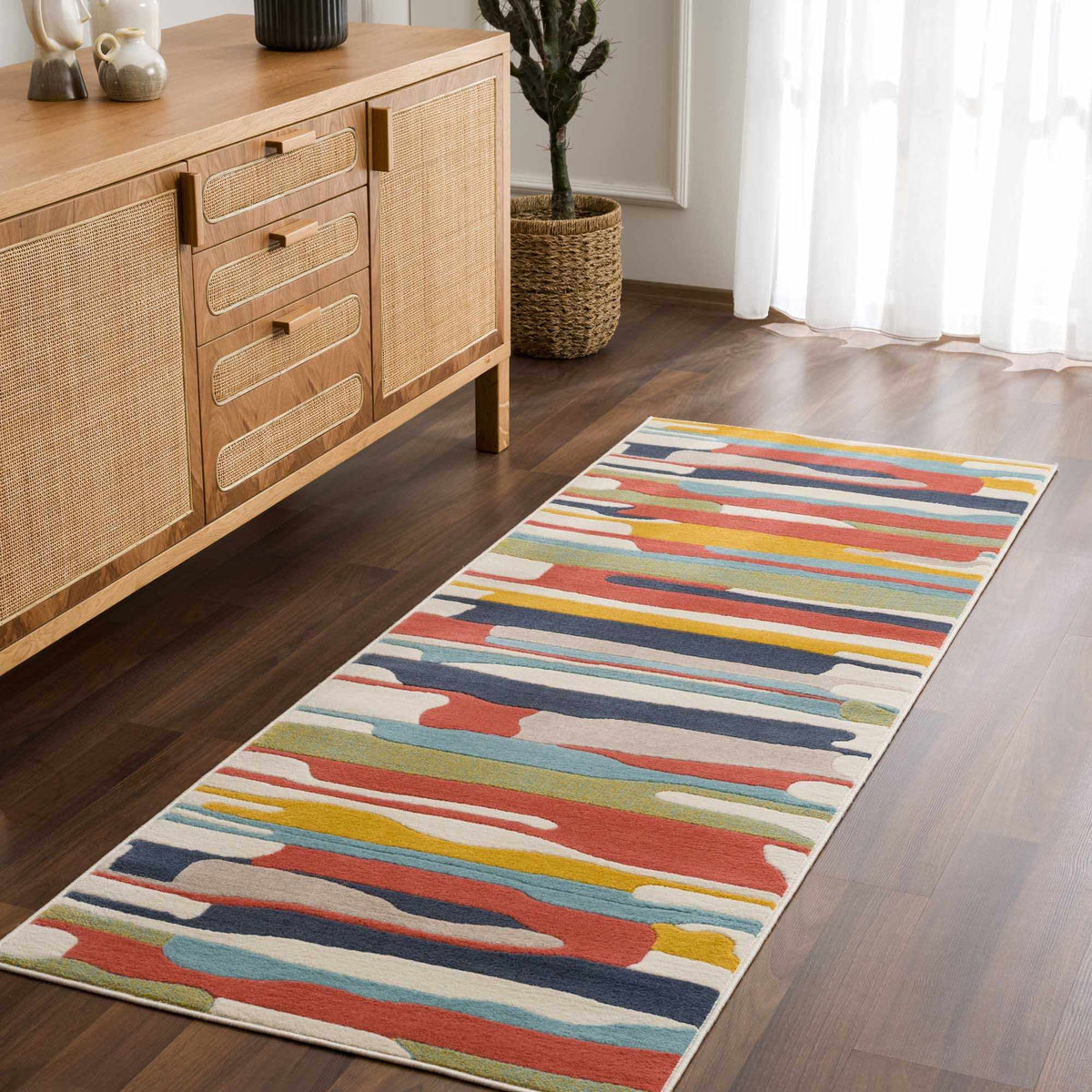 Modern Farmhouse Multicolor Area Rug - 7'10" x 10'3" M998