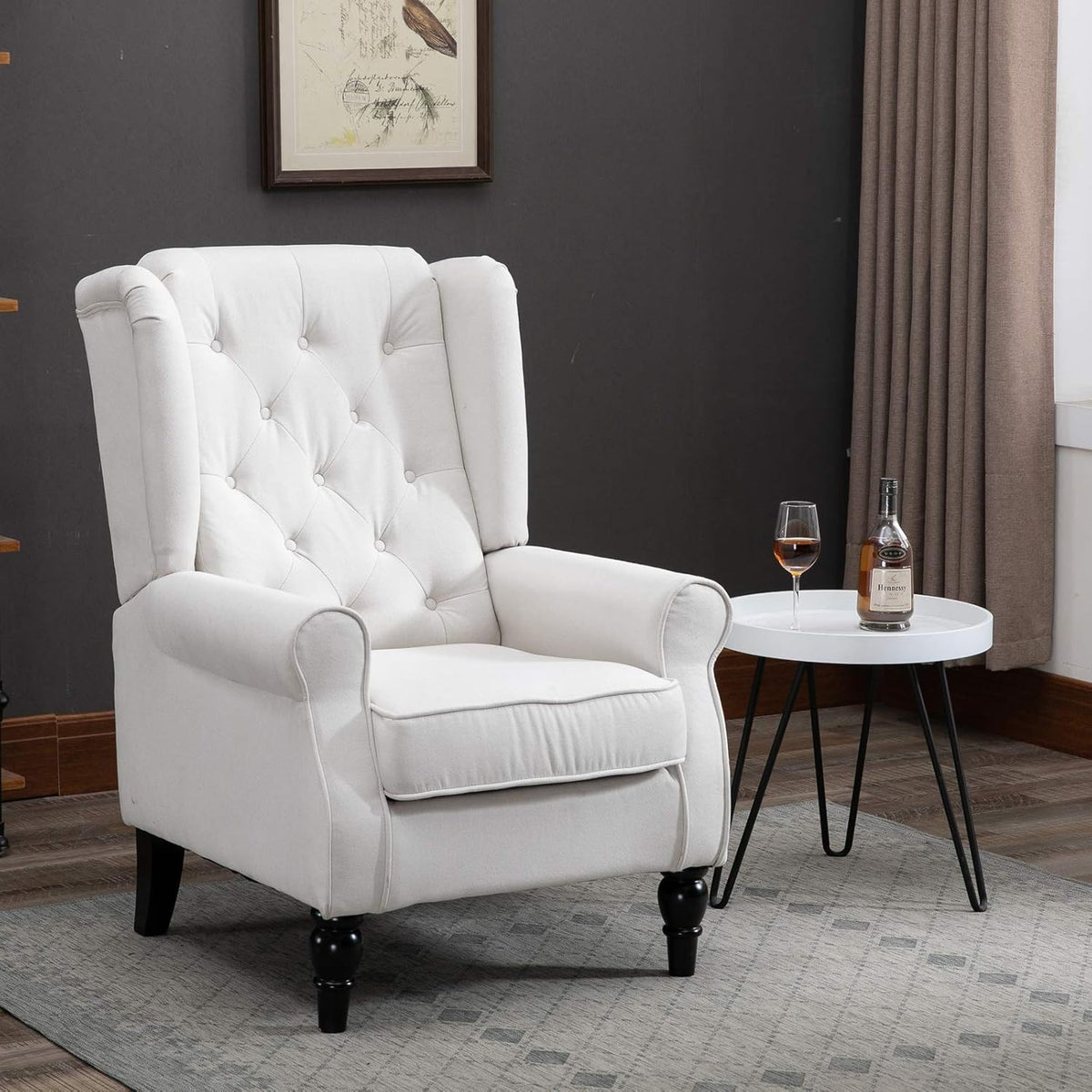 Cream White Button-Tufted Accent Chair Set of 2 O7522