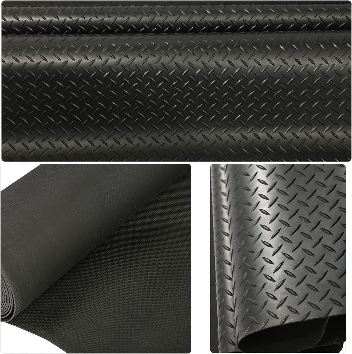 Black 5x10 Ft Diamond Plate Rubber Floor Mat O218801