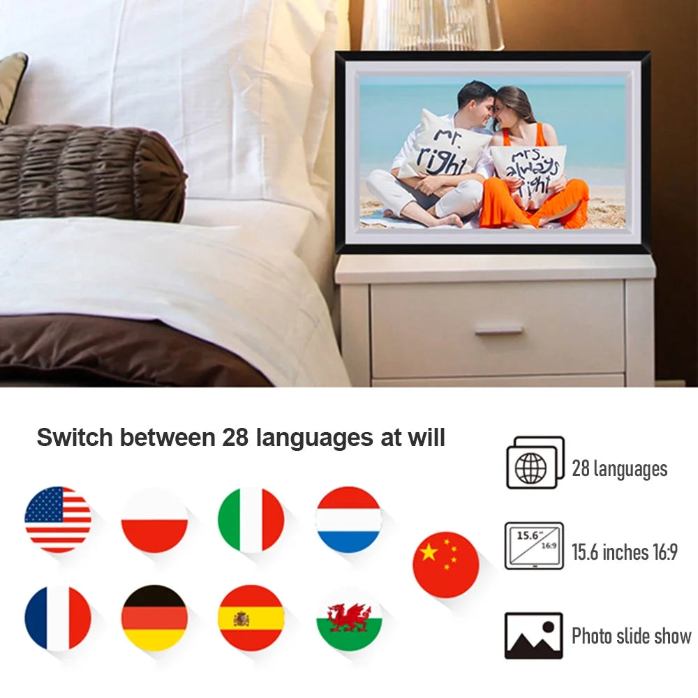 WiFi Digital Photo Frame 15.6-Inch TFT Screen 16GB Storage O951484