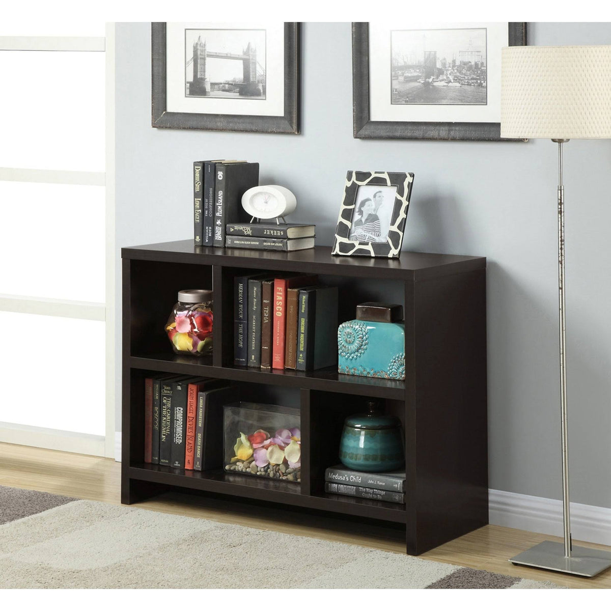 White Faux Marble 3 Tier Bookcase J941