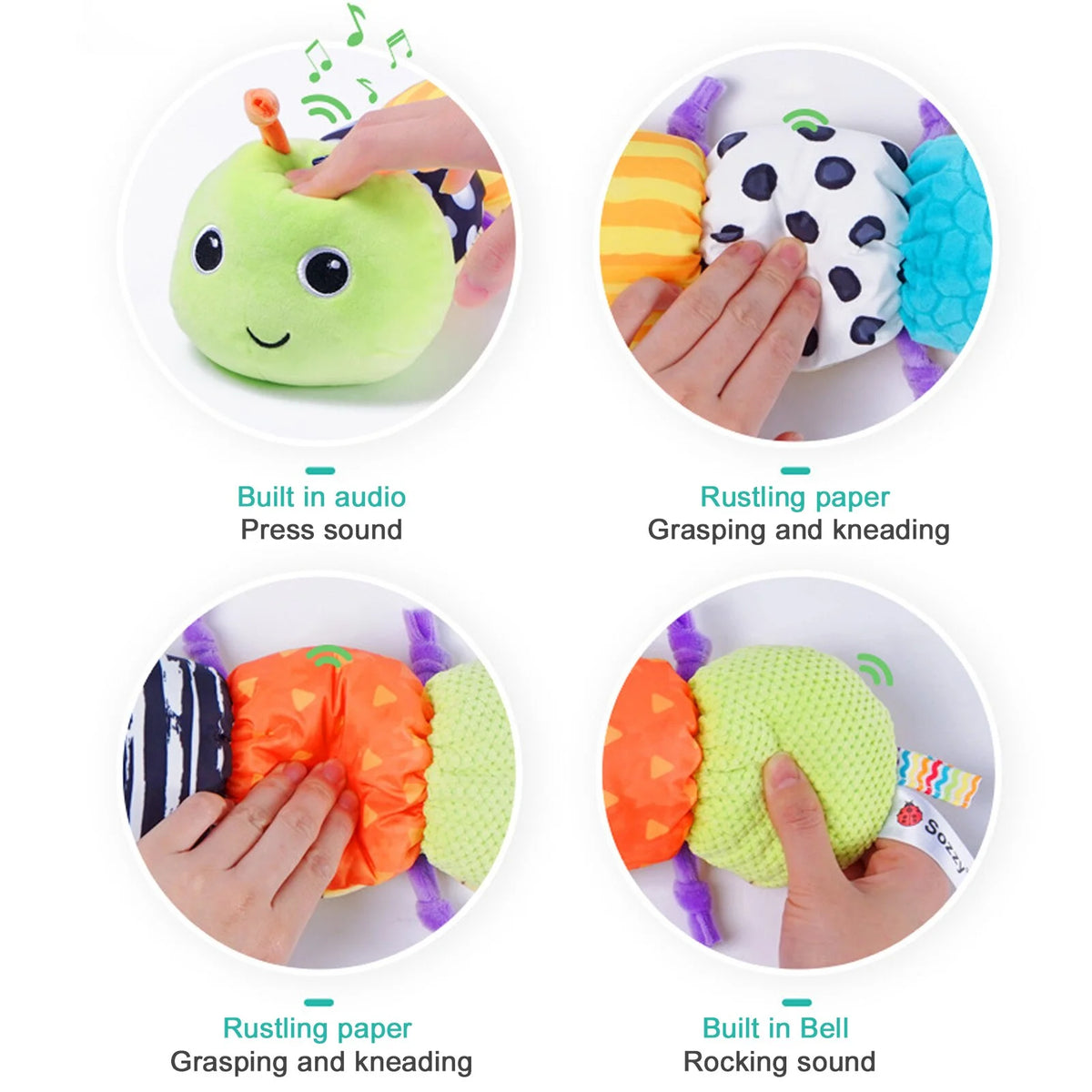 Multicolor Baby Toy Plush Caterpillar Rattle N1808