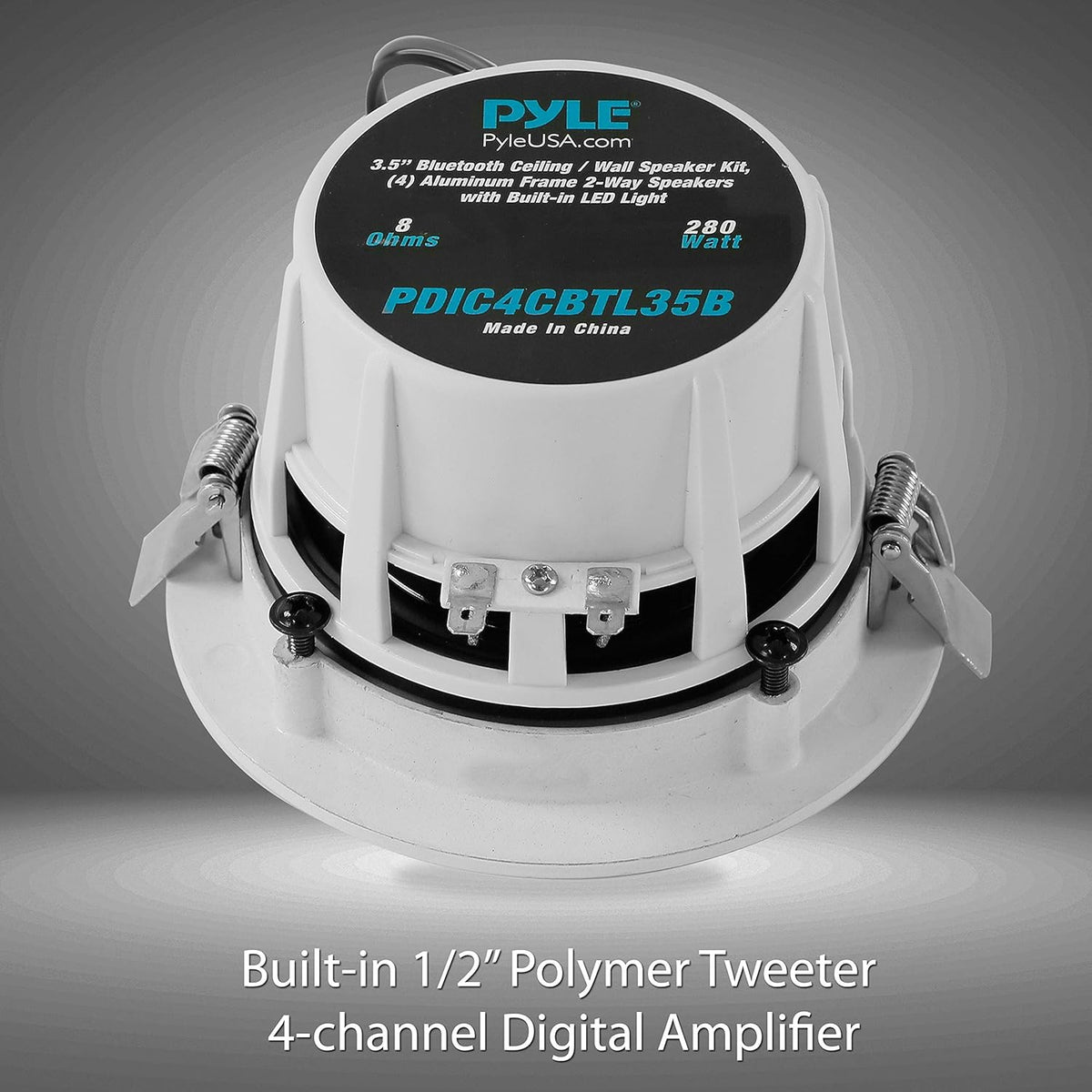 3.5” 2-Way Full Range Bluetooth Ceiling Wall Mount Speakers with LED Light Aluminum Frame Housing X451