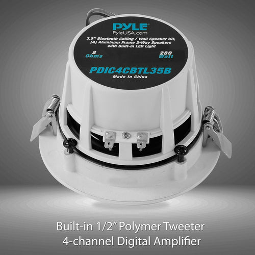 3.5” 2-Way Full Range Bluetooth Ceiling Wall Mount Speakers with LED Light Aluminum Frame Housing X451