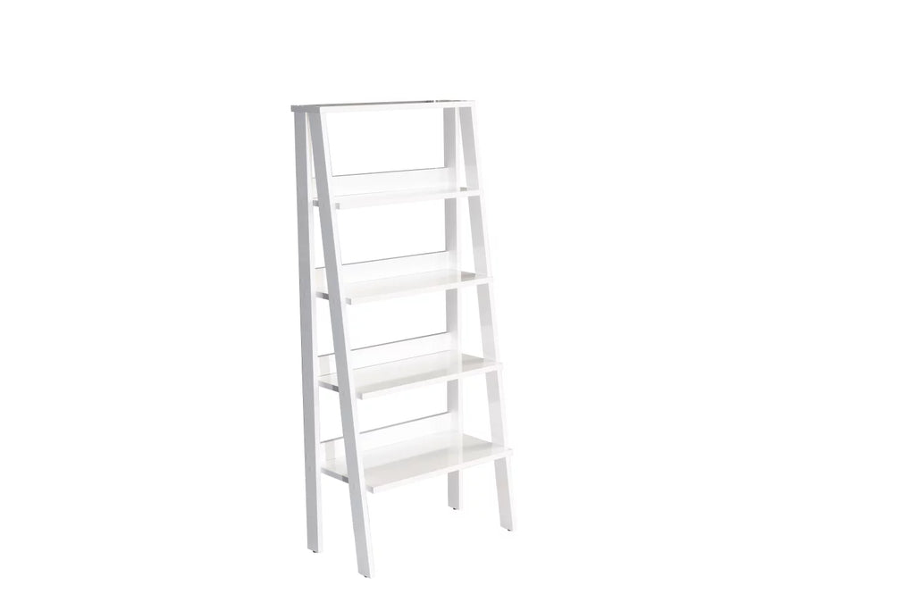 White 5 Tier Wood Ladder Bookshelf F500