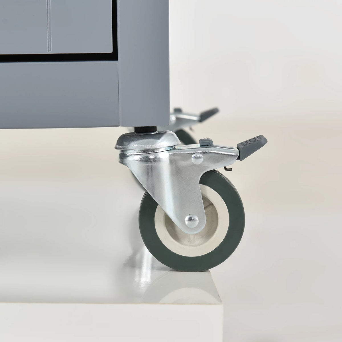 Gray Kitchen Island Cart with Wood Top and Locking Wheels M150