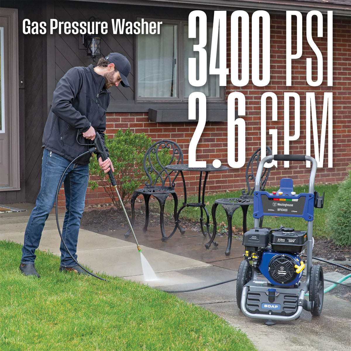 3200-PSI 2.5-GPM Gas Pressure Washer with 5 Nozzles J990