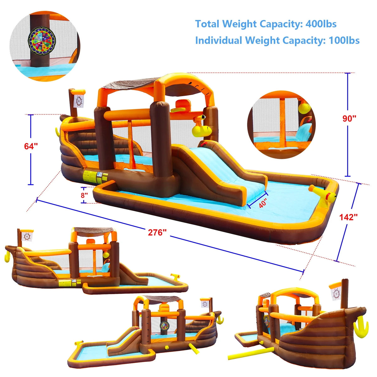 Inflatable Water Park with Splash Pool & Blower Z862648